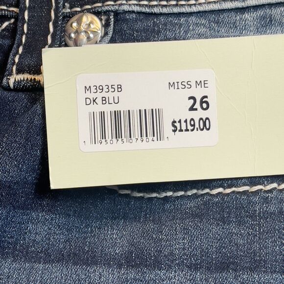 Miss Me Womens 26 X 34 Paisley Dreaming Mid Rise Bootcut Stretch Jeans Dark Wash - Picture 10 of 16